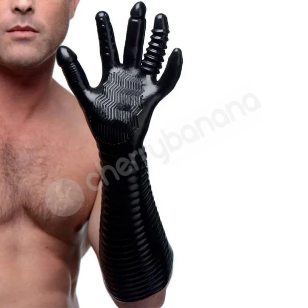 Master Series Pleasure Fister Black Textured Fisting Glove