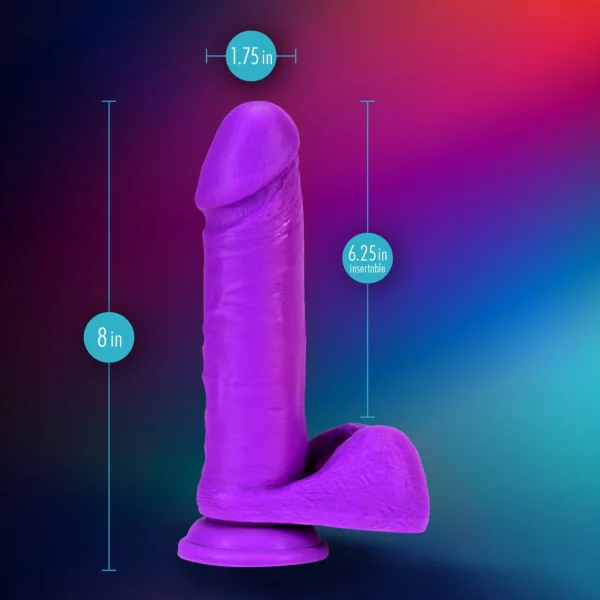 Neo Elite - 8-inch Silicone Dual-density Cock With Balls - Neon Purple