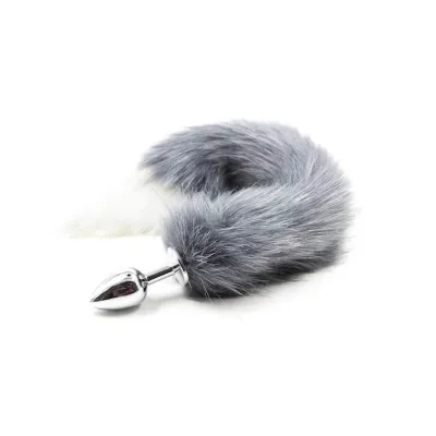 Fox Tail Butt Plug Silver 19 Inch