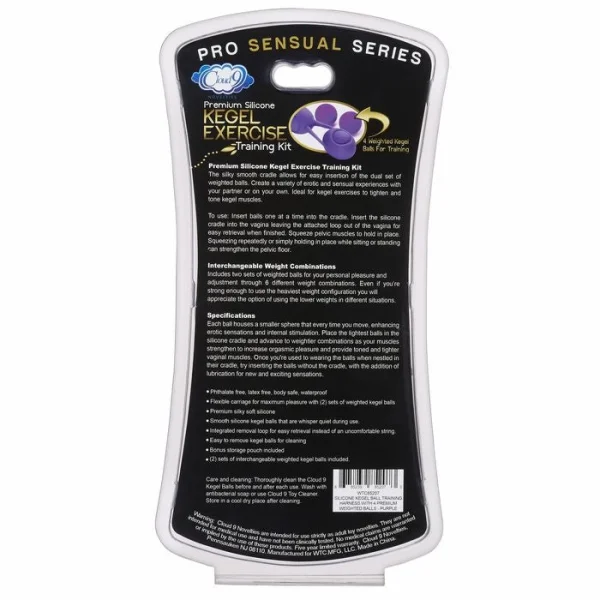 Cloud 9 - Kegel Training W/4 Weighted Balls & Pouch Purple Premium Silicone