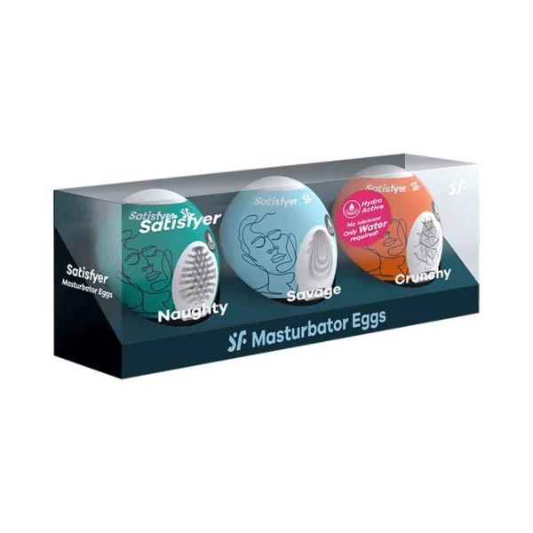 3 Pc Set Masturbator Egg - Naughty - Savage -  Crunchy
