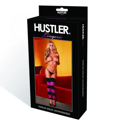 Hustler Leg Warmer Pink Black Thigh Hi