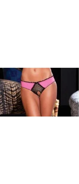 Crotchless Frills Panty with Back Bows Pink M/L