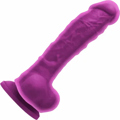 Colours Dual Density 8 Inch Silicone Suction Cup Dildo Purple
