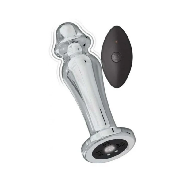 Butt Plugs: Ass-sation Remote Vibrating Metal Anal Lover Silver