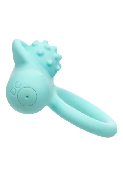 Silicone Rechargeable Nubby Lover's Delight Vibrating Cock Ring By CalExotics - Teal