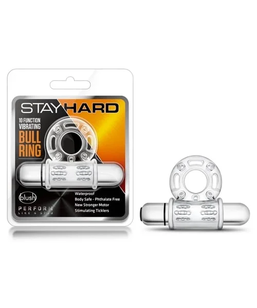 Blush - Stay Hard - 10 Function Vibrating Bull Ring - Clear