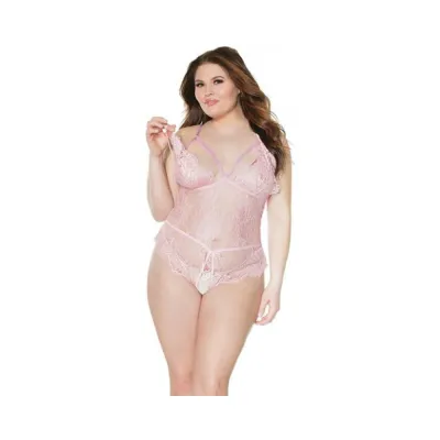 Crotchless Teddy Pink Os Xl