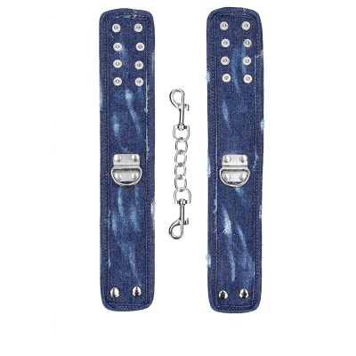 Denim Ankle Cuffs Roughend Denim Style Blue BDSM Sex Toys