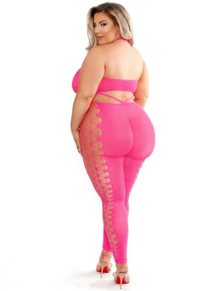Fantasy Lingerie Plus Size Neon Pink Bodystocking