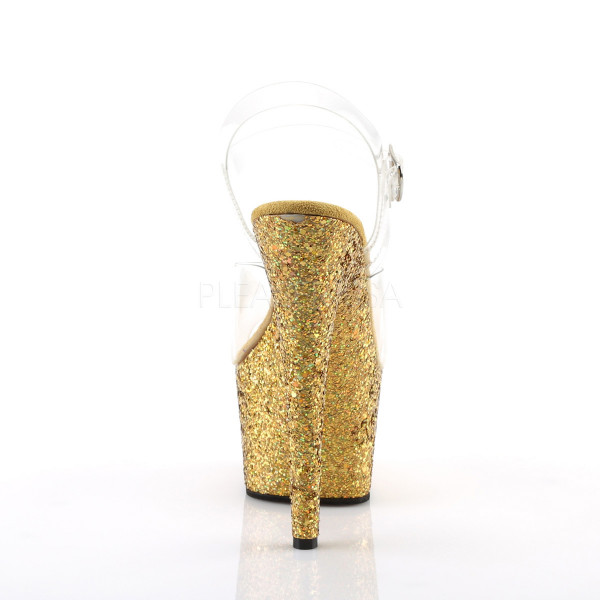 7 inches Heel,2 3/4 inches PF Ankle Strap Sandal W/ Holo Glitter Bottom — image 4 of 12