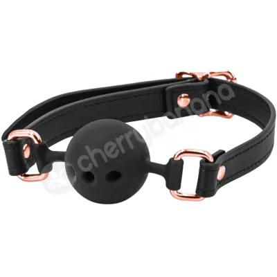 Bondage Couture Black Silicone Ball Gag With Rose Gold Hardware