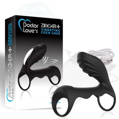 Doctor Love Zinger Vibrating Rechargeable Cock Cage Black