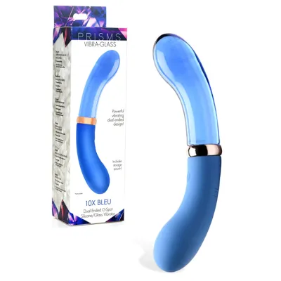 Prisms Erotic Glass Vibra Glass 10X Bleu 7 Dual Ended Silicone Glass G Spot Vibrator