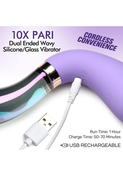 Prisms Pari Dual Ended Wavy Silicone and Glass Vibe