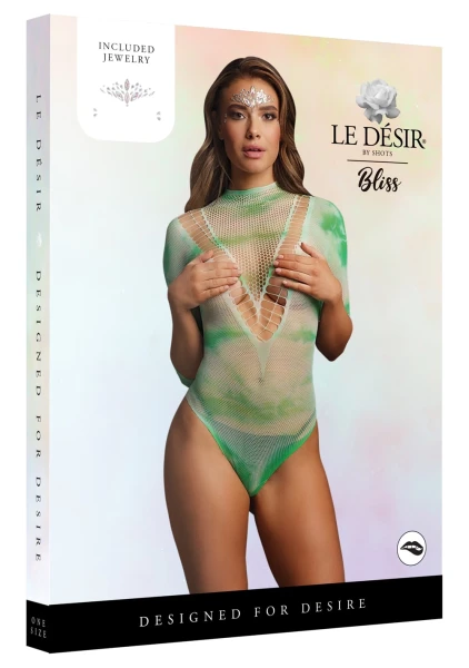 Le Desir Short Sleeve Tie Dye Teddy and Dazzling Crowned Face Bling Stickers