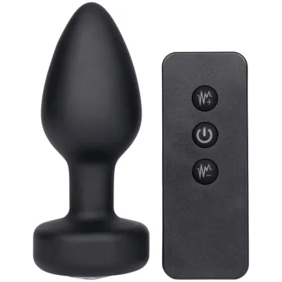 Bejewelled Black Silicone 10 Function Remote Butt Plug 3 Inch