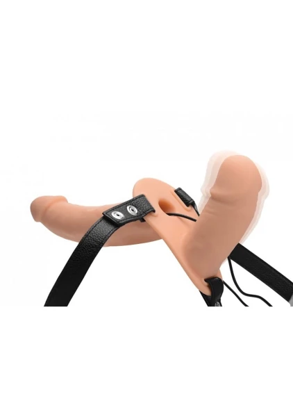 Power Pegger - Silicone Vibrating Double Pleasure Dildo with Harness — image 7 of 8