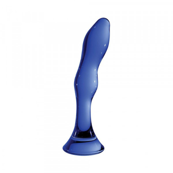 Chrystalino Gallant Blue Glass Curved Dildo Wand