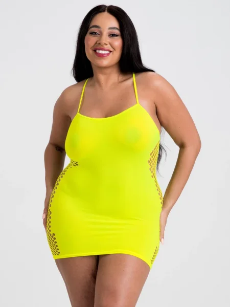 Lovehoney Plus Size Viva Neon Yellow Hourglass Mini Dress
