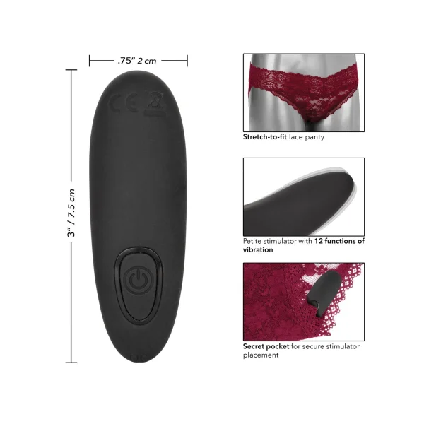 Remote Control Lace Panty Set - S- M - Burgundy
