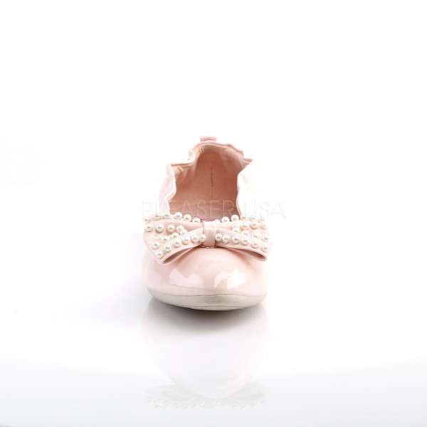 Pointed Toe Foldable Flats W/ Pearl Embellished Bow — image 6 of 12