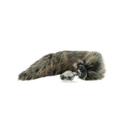 Crystal Delights Grey Wolf Glass Faux Tail Anal Plug