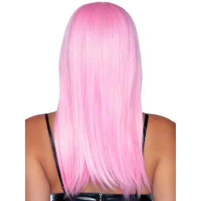 Leg Avenue Pink Straight Long Wig With Fringe