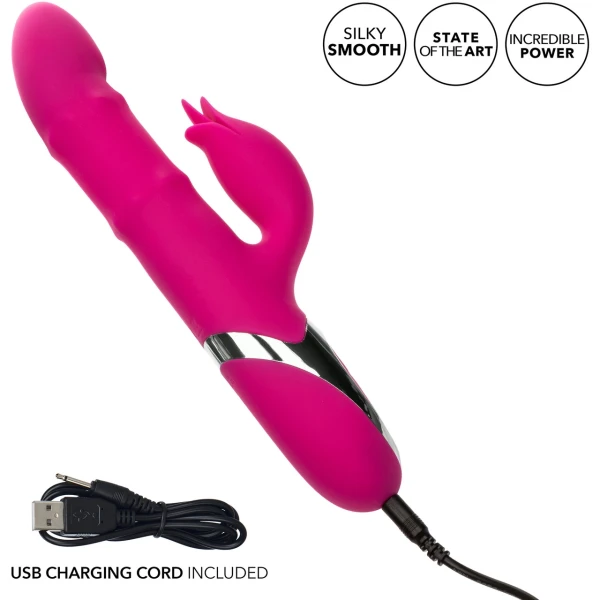 Enchanted Embrace Rechargeable Silicone Dual Stimulation Vibrator With Thrusting Beads By CalExotics