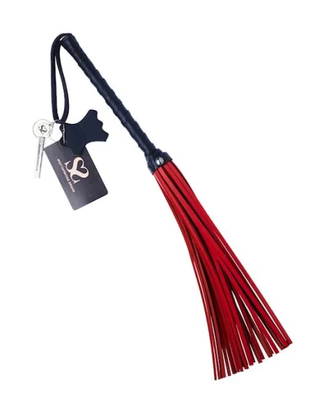Bound X Saddle Leather Flogger With Lambskin Handle - Red / Black