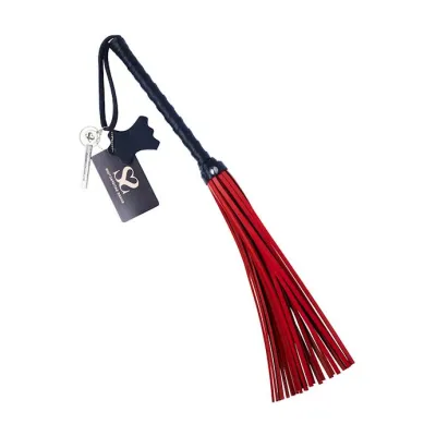 Bound X Saddle Leather Flogger With Lambskin Handle Red Black