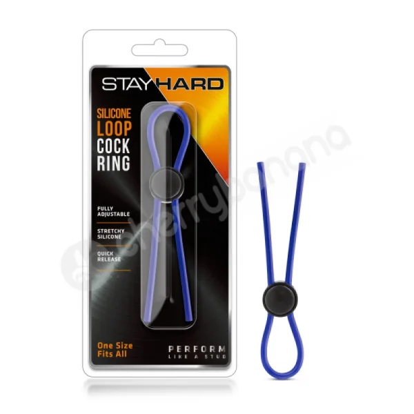 Stay Hard Blue Silicone Loop Cock Ring
