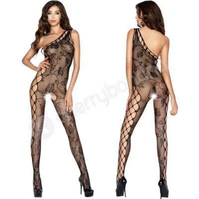 Passion Black Rose Mesh Body Stocking O S