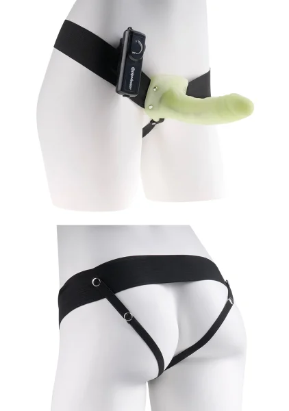 Fetish Fantasy Series for Him or Her Vibrating Hollow Strap-on - Glow in the Dark
