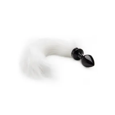 White Tail Buttplug Black