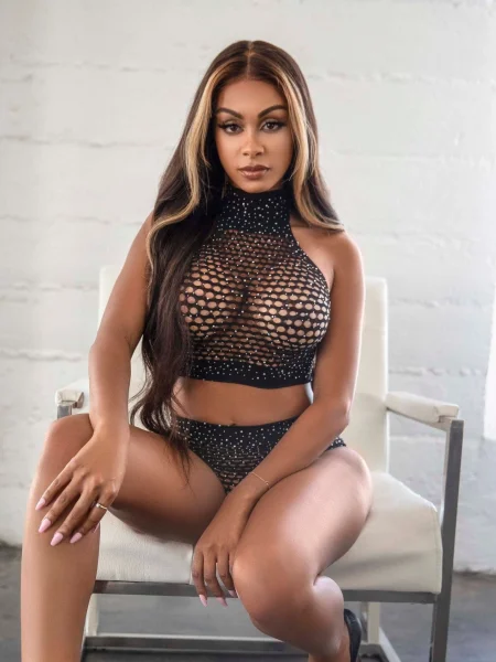 2 Pc. Rhinestone Oval Net Top and High Waist Bottoms - One Size - Black