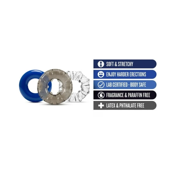 Stay Hard Triple Stretch 3pk Cock Rings — image 14 of 15