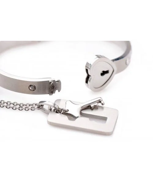 Cuffed Locking Bracelet, Key Necklace Tungsten Steel