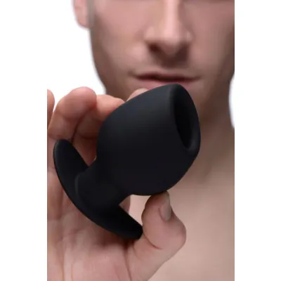 Ass Goblet Silicone Hollow Anal Plug Small Black