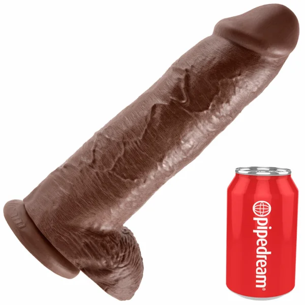 King Cock 12" Suction Cup Cock With Balls - Chocolate