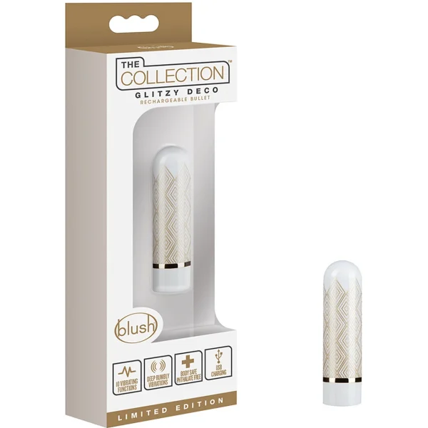 Blush Novelties The Collection Glitzy Deco Bullet Vibrator, Gold