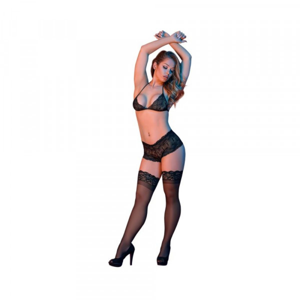 Magic Silk Sexy Time Triangle Bra & Cheeky Short Set Black Sm