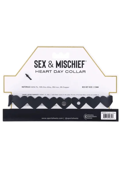 Sex & Mischief Heart Day Collar By Sportsheets - Black