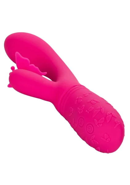 Rechargeable Butterfly Kiss Silicone Flutter Dual Stimulation Vibrator By CalExotics - Pink