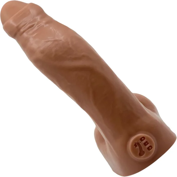 BIG Daddy Dakota Uncut Large 7.5" Platinum Silicone Realistic Dildo With Balls By Dee's Big Daddies - Caramel