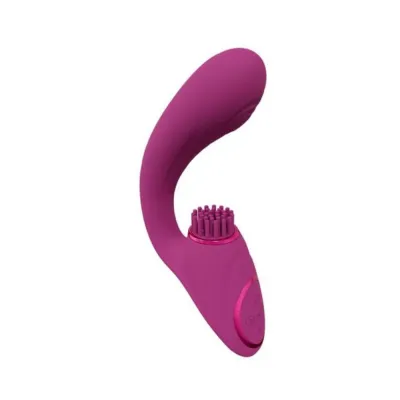 G Spot Vibrators Vive Gen Rechargeable Triple Motor G spot Vibrator With Pulse Wave And Vibrating Bristles Pink