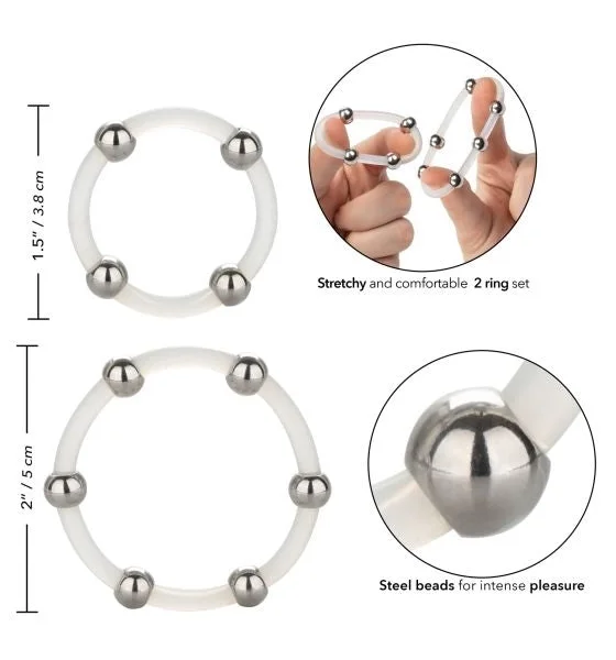 Steel Beaded Silicone Ring Set