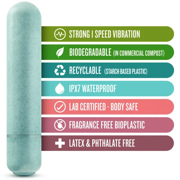Gaia Eco Bullet Biodegradable & Recyclable Mini Vibrator By Blush Novelties - Aqua — image 4 of 13