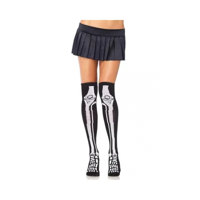 Acrylic Skeleton Over The Knee Socks O s Black white