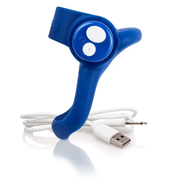 Charged You-Turn Plus Vibrating Silicone Cock Ring By Screaming O - Blueberry